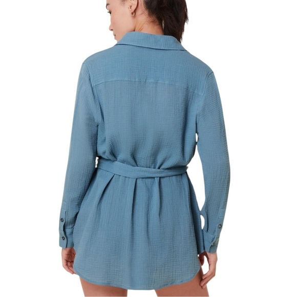 Andie Swim The Corvo Black Button Up Collared Long Sleeve Womens Size XXL Belted - Picture 4 of 16